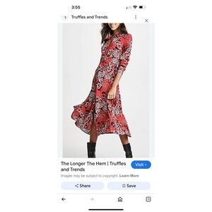 Women's size 4 Free people Tough Love  Long  Shirt Dress Handkerchief Red